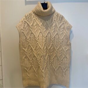 Theory Cream Cable Knit Turtleneck Sweater